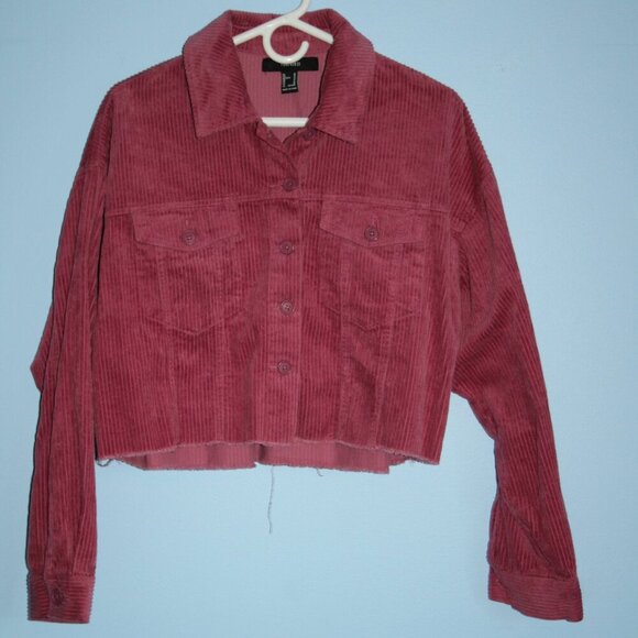 Forever 21 Cropped Women's Wide Rail Corduroy 100% Cottom Frayed Hem Size M - Picture 1 of 14